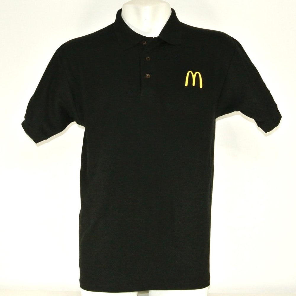 McDONALD'S Fast Food Employee Uniform Polo Shirt Black NEW Size L Large - Picture 2 of 11